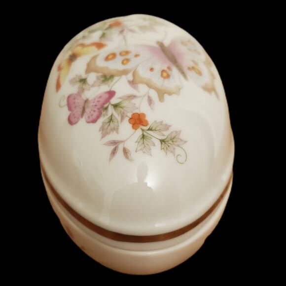 Floral Egg Fine Porcelain Jewelry Holder VTG Avon Decorated With 22K Gold Trim - Picture 2 of 7